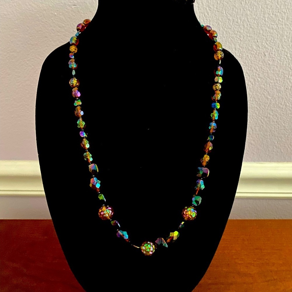 Vintage Hattie Carnegie Glass Bead Necklace | Hand Tied Multicolor Beads